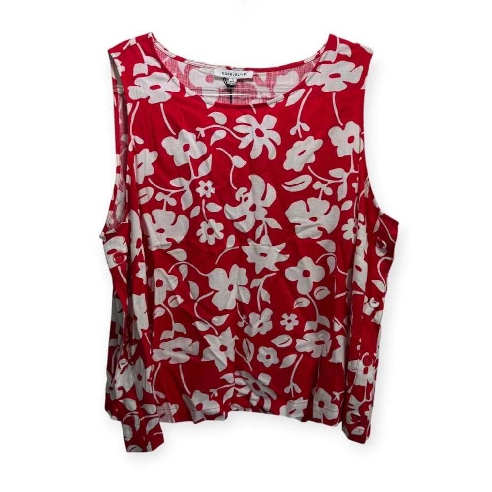 Rose + Olive New Resort Preppy Plus Top Light Sleeveless Blouse Vacay 2X Pink